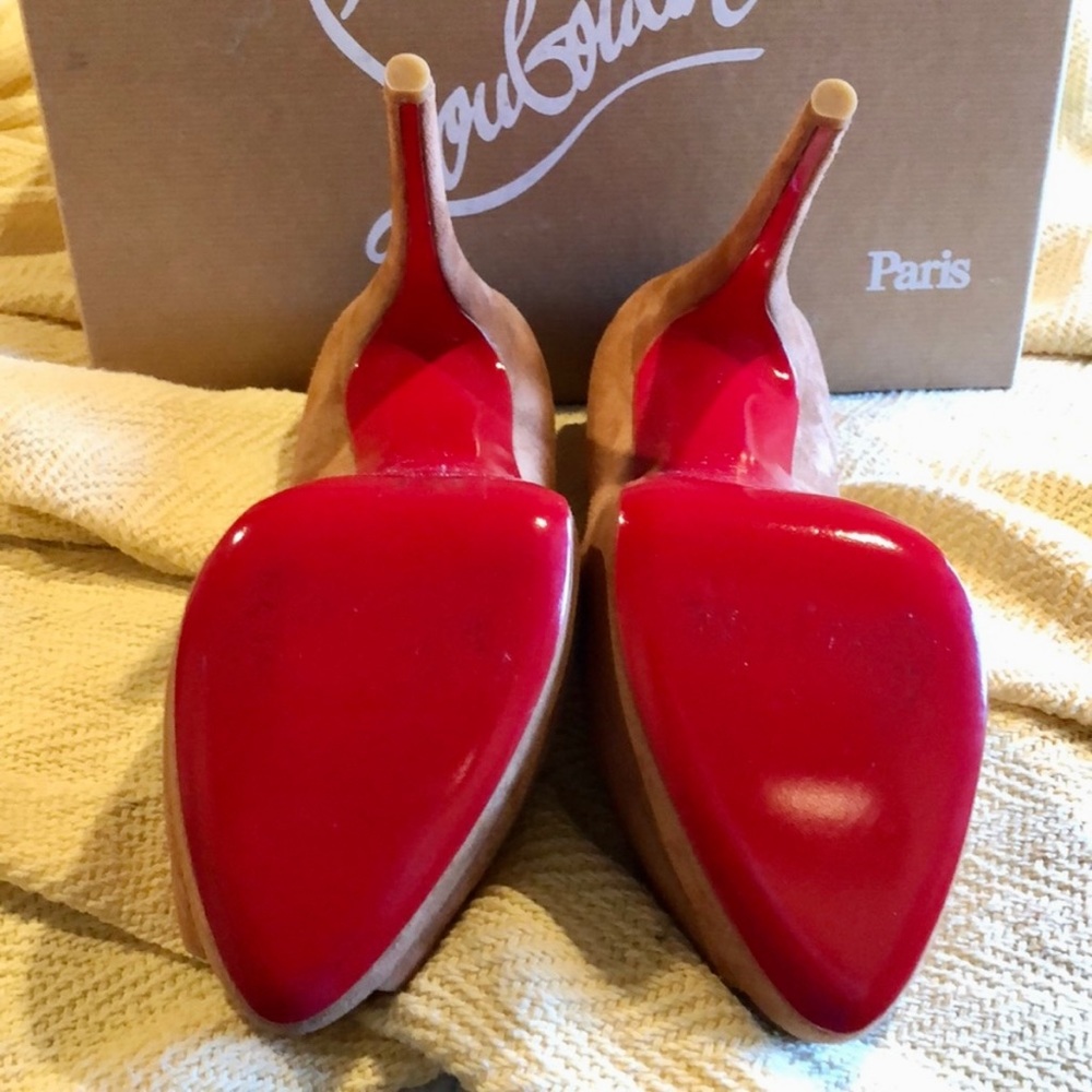 Christian Louboutin Altadama Camel Suede Heels Pumps Size 38
